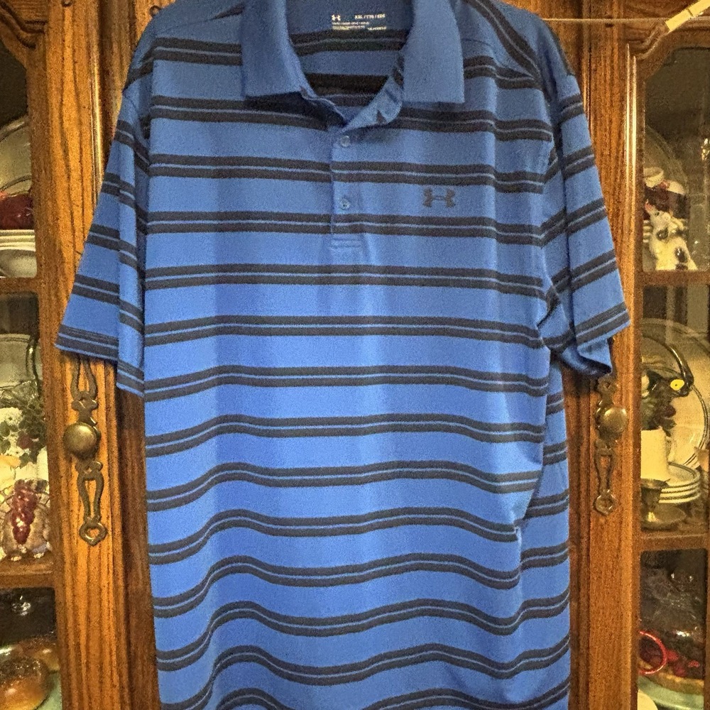 Under Armour Heat‎ Gear Men's XXL Loose Polo Shirts Bundle Lot Of 2 Blue/Green